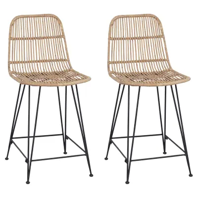 vidaXL Barski stol 2 pcs Naravna 44 x 54 x 96 cm Rattan in jeklo