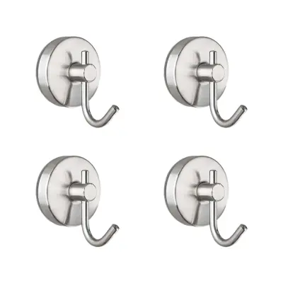 Komplet 4 J-kaveljčkov z vakuumom – inox, vodoodporni, brez vrtanja Silver