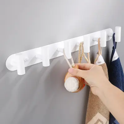 Stenski obešalnik iz nerjavečega jekla - 6 kavljev White