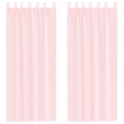 vidaXL Voile zavese z zankami 2 kosa svetlo roza 140x260 cm