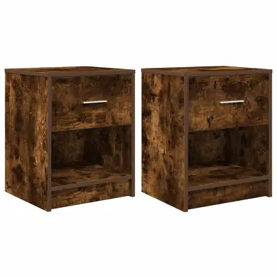 vidaXL Nočne omarice 2 kosa s predalom dimljen hrast 40x34x50 cm