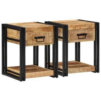 vidaXL Nočne omarice 2 kosa 40x40x50 cm masiven neobdelan les mango