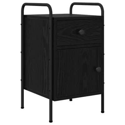 vidaXL Nočna omarica Črni hrast 35 x 36,5 x 61 cm Inženirski les