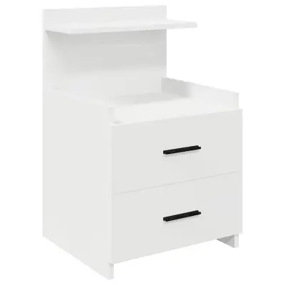 vidaXL Nočna omarica z 2 predaloma bela 40x36,5x62 cm