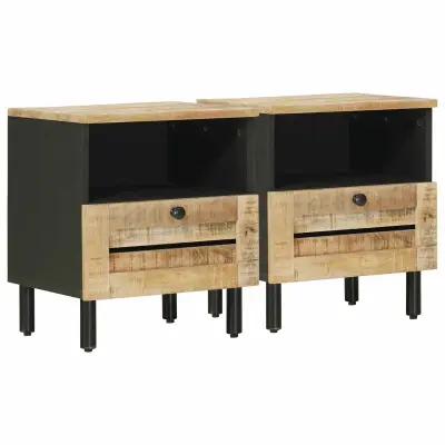 vidaXL Nočna omarica 2 kos Naravna 40 x 33 x 46 cm Masiven les manga