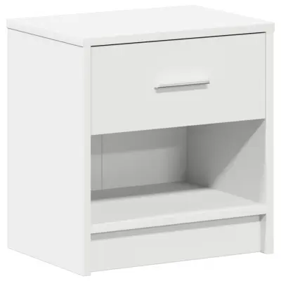 vidaXL Nočna omarica s predalom bela 39x28x41 cm