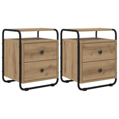 vidaXL Nočna omarica 2 kos Artisan hrast 40 x 36,5 x 50 cm