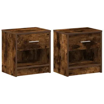 vidaXL Nočne omarice 2 kosa s predalom dimljen hrast 39x28x41 cm