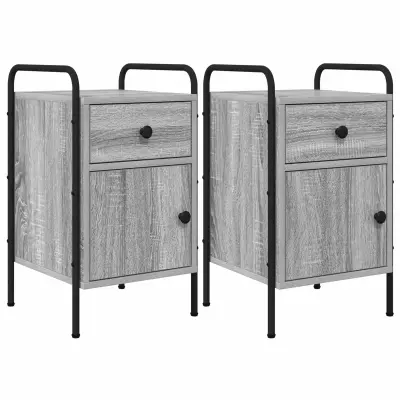 vidaXL Nočna omarica 2 kos Siva Sonoma 35 x 36,5 x 61 cm