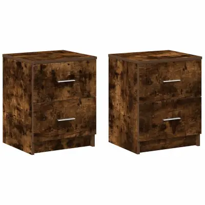 vidaXL Nočne omarice 2 kosa z 2 predaloma dimljen hrast 40x36x50 cm