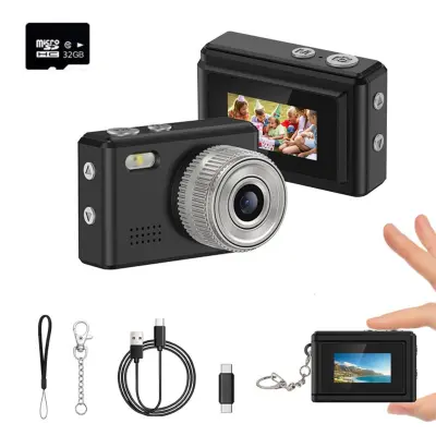 Mini ključna kamera z 0.96inch LCD, resnična 720P 1MP, 32GB TF Black
