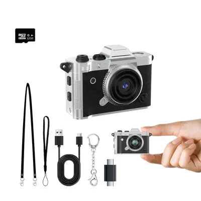 Mini digitalni fotoaparat 1080P s 5MP lečo, Type-C in 32GB TF Black