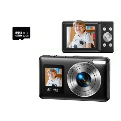 Fotoaparat z dvema zaslonoma 2.4 inch + 1.3 inch, 4K/30fps, 18x zoom Black