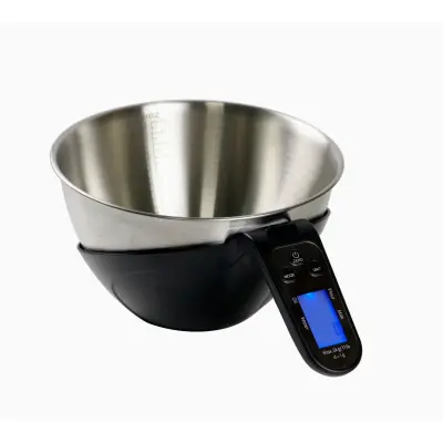 Digitalna kuhinjska tehtnica z inox skledo, snemljiva merilka, 5kg Black