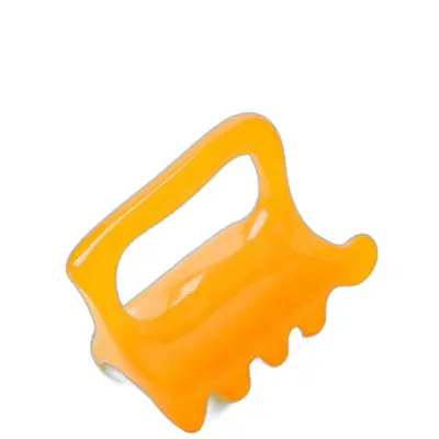 Dvostranski gua sha masažer iz smole z ergonomskim ročajem Yellow