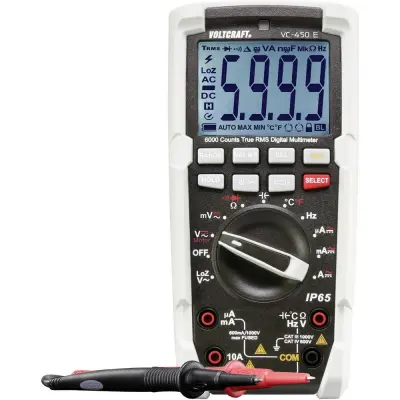 Ročni multimeter, digitalni VOLTCRAFT VC-450 E kalibracija narejena po: delovnih standardih, zaščiten pred vodnimi curki (IP65) CAT