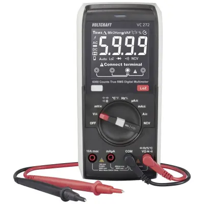 VOLTCRAFT  VC272  ročni multimeter    digitalni  true rms  LoZ  CAT III 600 V  Prikaz (štetje): 6000