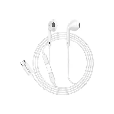 Mayaxess, Žične USB-C slušalke za Samsung Galaxy S26 z vgrajenim mikrofonom, Bela
