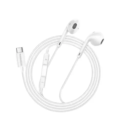Mayaxess, Žične USB-C slušalke z vgrajenim mikrofonom za Samsung Galaxy S26 Ultra, Bela