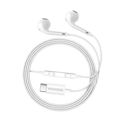 Mayaxess, Žične USB-C slušalke za Pixel 9 z vgrajenim mikrofonom, Bela
