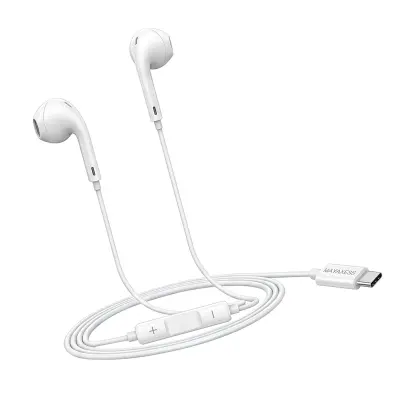 Mayaxess, Žične USB-C slušalke za iPhone 15 Pro z vgrajenim mikrofonom, Bela