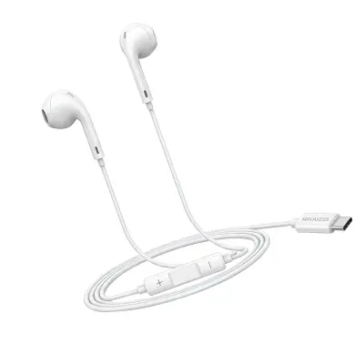 Mayaxess, Žične USB-C slušalke za iPhone 16 z vgrajenim mikrofonom, Bela