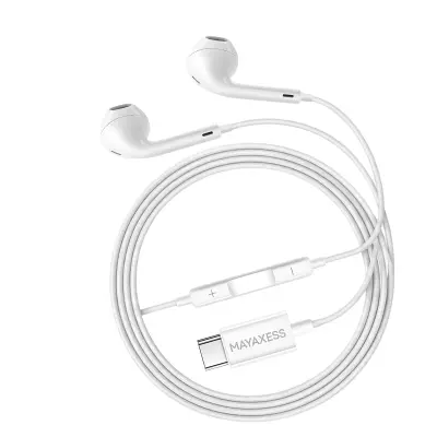 Mayaxess, Žične USB-C slušalke za Pixel 9a z vgrajenim mikrofonom, Bela