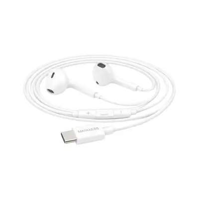 Mayaxess, Žične USB-C slušalke za iPhone 16 z vgrajenim mikrofonom, Bela