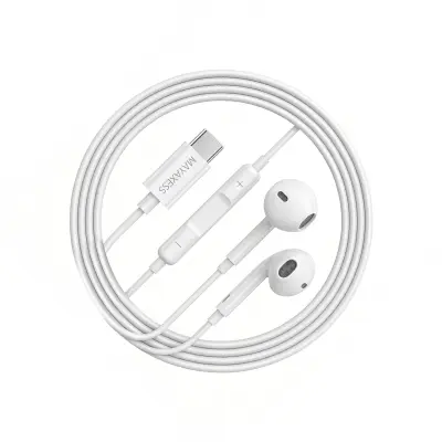 Mayaxess, Žične USB-C slušalke za Galaxy A34 z vgrajenim mikrofonom, Bela