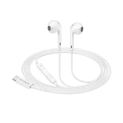 Mayaxess, Žične USB-C slušalke z vgrajenim mikrofonom za Samsung Galaxy S20, Bela