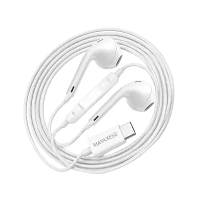 Mayaxess, Žične USB-C slušalke z vgrajenim mikrofonom za Galaxy Z Flip 6, Bela