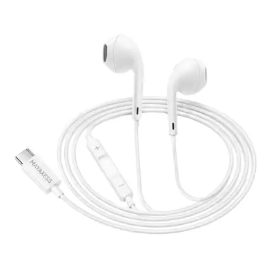 Mayaxess, Žične USB-C slušalke z vgrajenim mikrofonom za Galaxy S22 Ultra, Bela