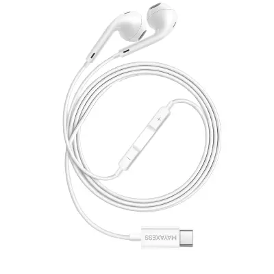 Mayaxess, Žične USB-C slušalke z vgrajenim mikrofonom za Honor 400, Bela