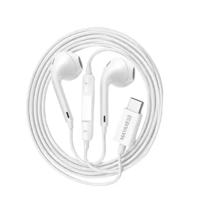 Mayaxess, Žične USB-C slušalke za Galaxy Z Flip 7 z vgrajenim mikrofonom, Bela