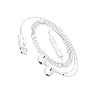 Mayaxess, Žične USB-C slušalke z vgrajenim mikrofonom za Xiaomi 15T Pro, Bela