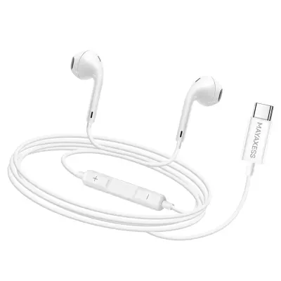 Mayaxess, Žične USB-C slušalke za Samsung Galaxy A54 z vgrajenim mikrofonom, Bela