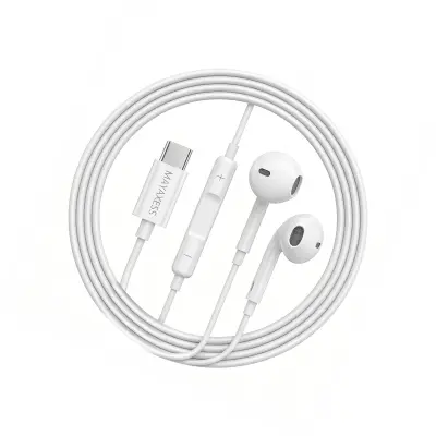 Mayaxess, Žične USB-C slušalke z vgrajenim mikrofonom za Galaxy A36, Bela