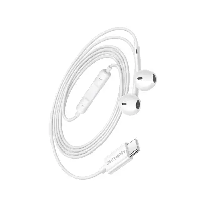 Mayaxess, Žične USB-C slušalke z vgrajenim mikrofonom za Xiaomi Poco F7, Bela
