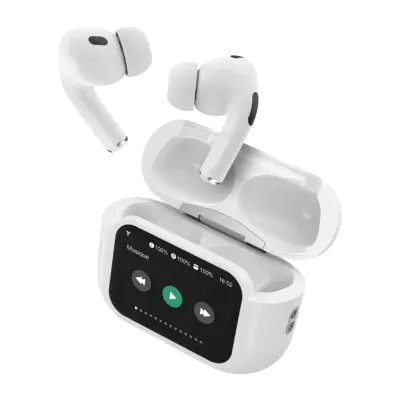 FORCE PLAY, Slušalke Bluetooth 5.3 s polnilno škatlico z 1,65-palčnim zaslonom na dotik, Bela