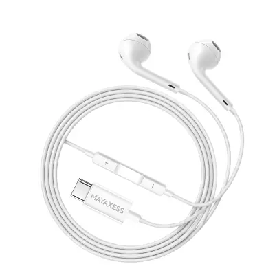 Mayaxess, Žične USB-C slušalke za Pixel 8a z vgrajenim mikrofonom, Bela