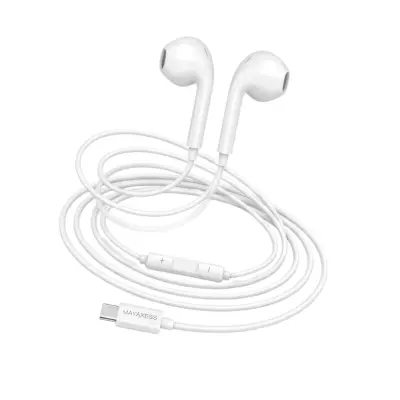 Mayaxess, Žične USB-C slušalke za iPhone 15 Plus z vgrajenim mikrofonom, Bela