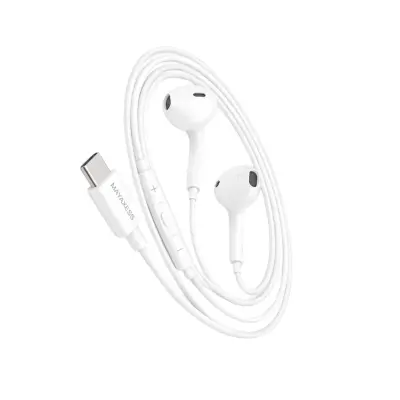 Mayaxess, Žične USB-C slušalke za iPhone 16e z vgrajenim mikrofonom, Bela