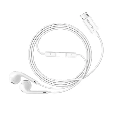 Mayaxess, Žične USB-C slušalke z vgrajenim mikrofonom za Honor Magic 8 Pro, Bela