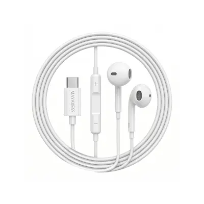 Mayaxess, Žične USB-C slušalke za Galaxy A33 z vgrajenim mikrofonom, Bela