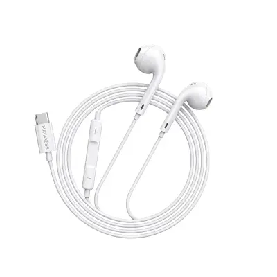 Mayaxess, Žične USB-C slušalke za iPhone 16 Pro Max z vgrajenim mikrofonom, Bela
