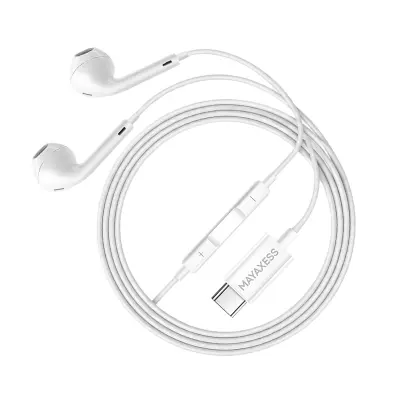 Mayaxess, Žične USB-C slušalke za Pixel 9 Pro XL z vgrajenim mikrofonom, Bela