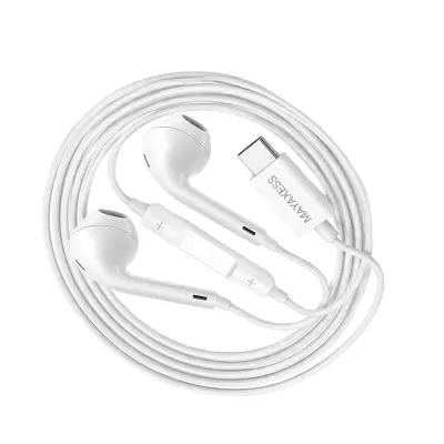 Mayaxess, Žične USB-C slušalke za Galaxy Z Flip 4 z vgrajenim mikrofonom, Bela