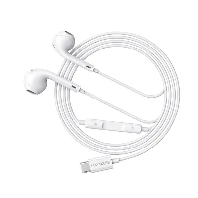 Mayaxess, Žične USB-C slušalke za iPhone 15 z vgrajenim mikrofonom, Bela