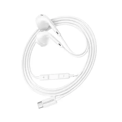 Mayaxess, Žične USB-C slušalke z vgrajenim mikrofonom za Samsung Galaxy S21, Bela