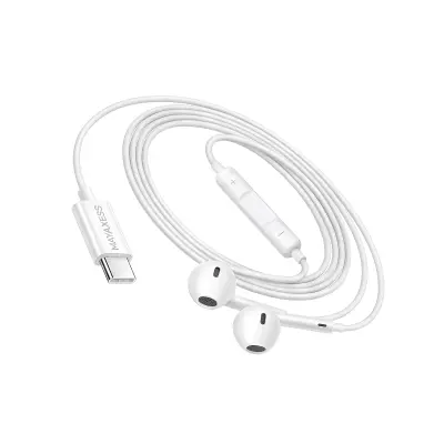 Mayaxess, Žične USB-C slušalke za Xiaomi 15T z vgrajenim mikrofonom, Bela